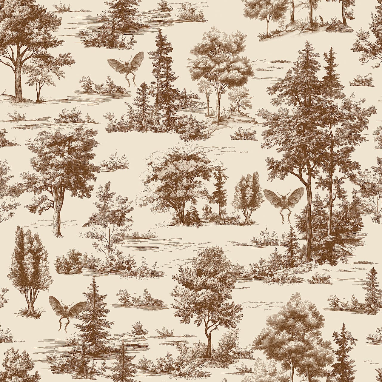 Designs Direct Mothman Novelty Toile Peel & Stick Wallpaper